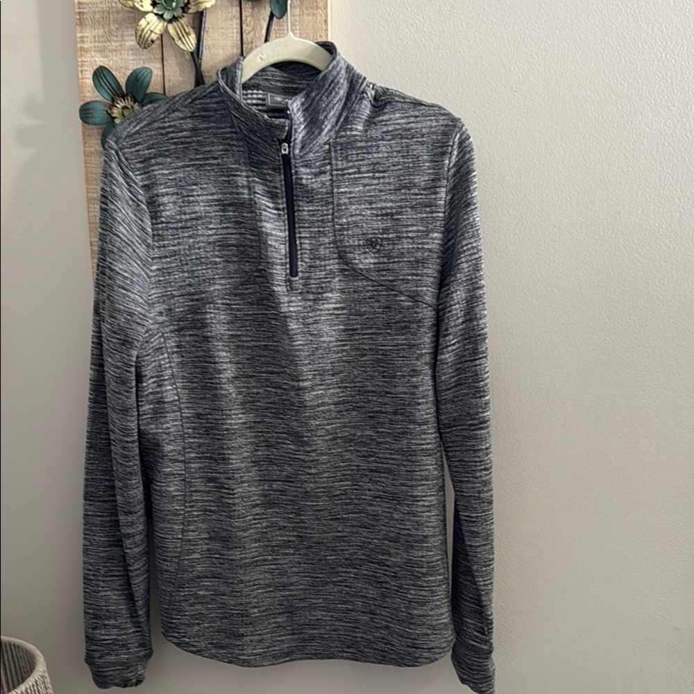 Ariat Gray 1/4 Zip Up Sweater with Mock Neck size XL pre Owned